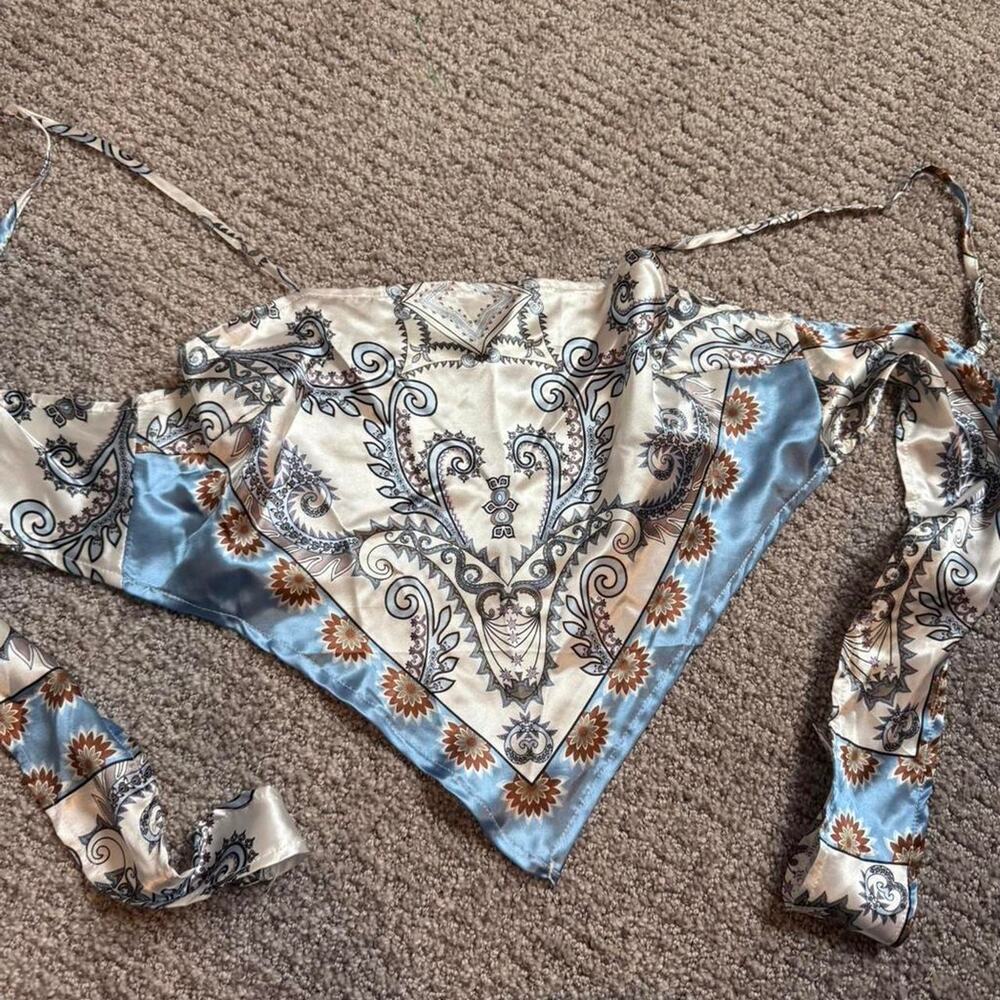 Shein blue and white paisley